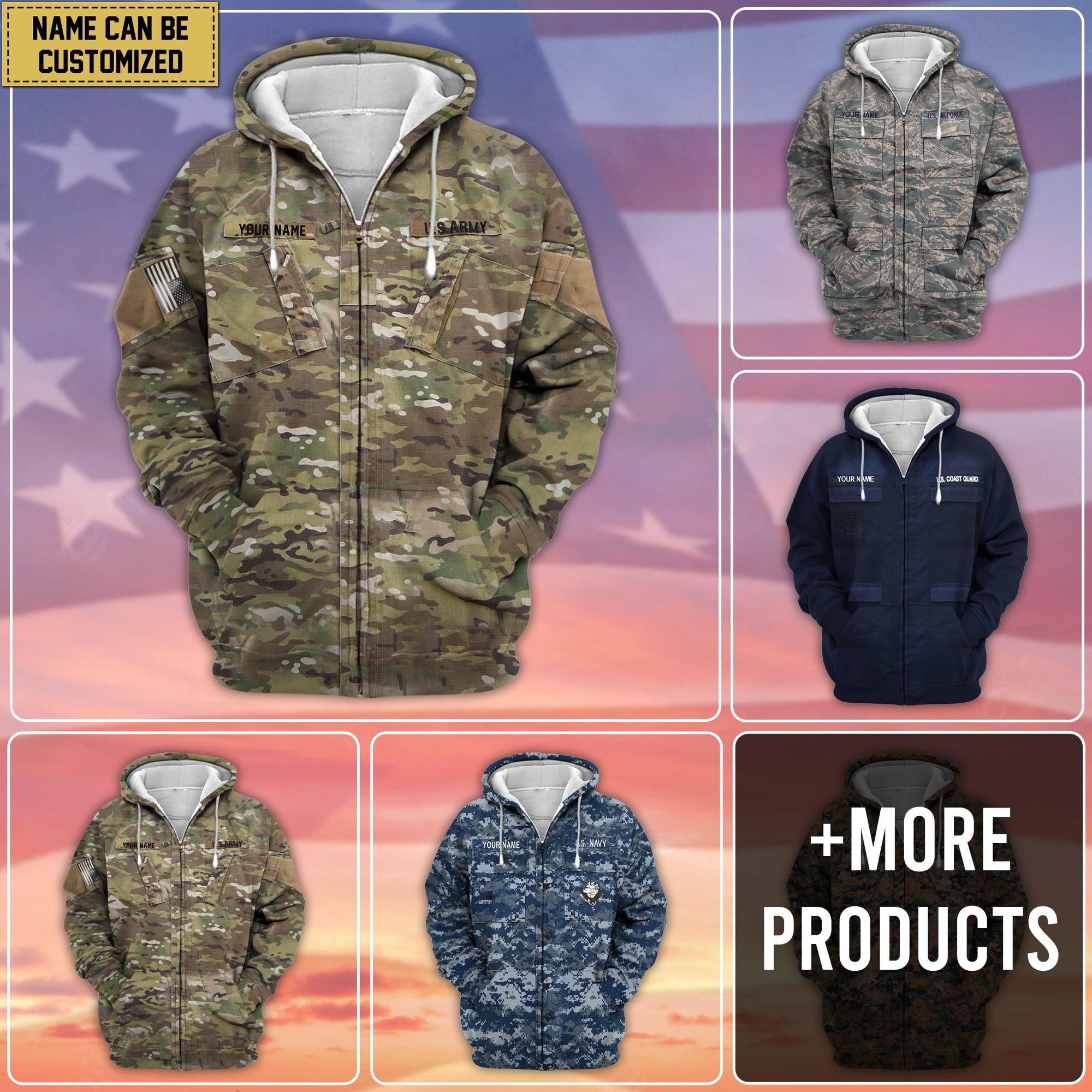 Premium Personalised US Veteran Zip Hoodie NPVC230801