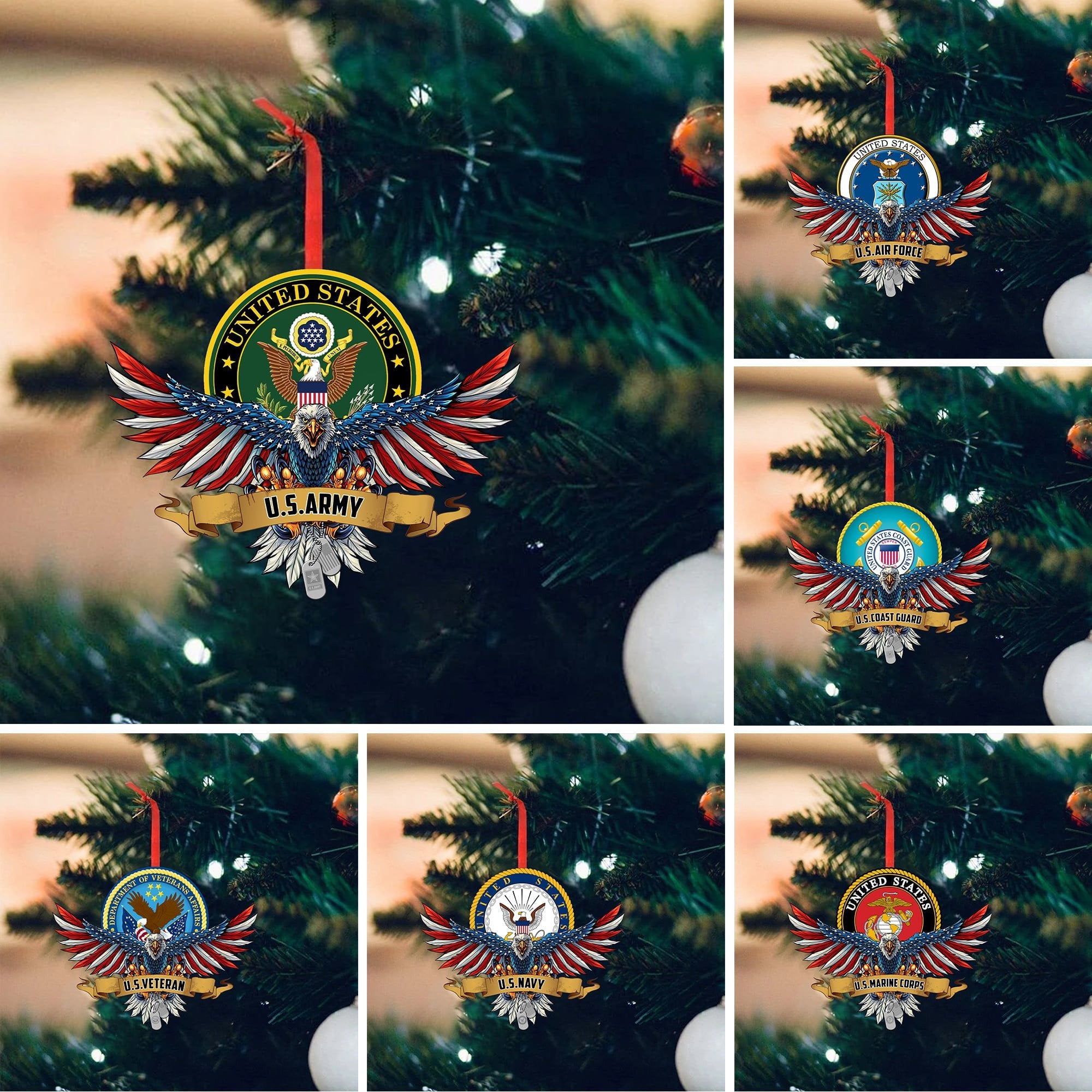 Unique Eagle US Veteran Ornament NPVC071002