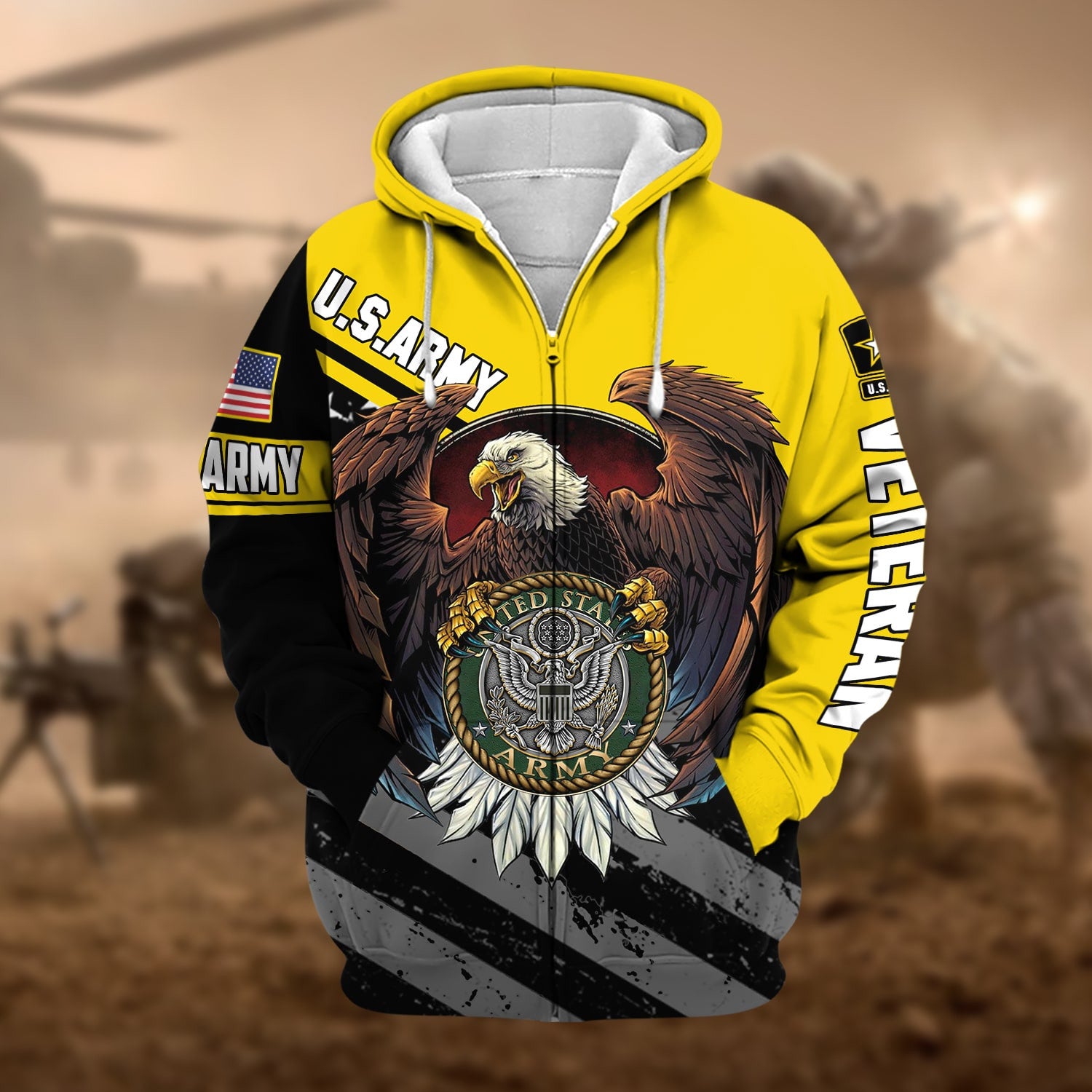 Premium Eagle US Veteran Zip Hoodie NPVC041103