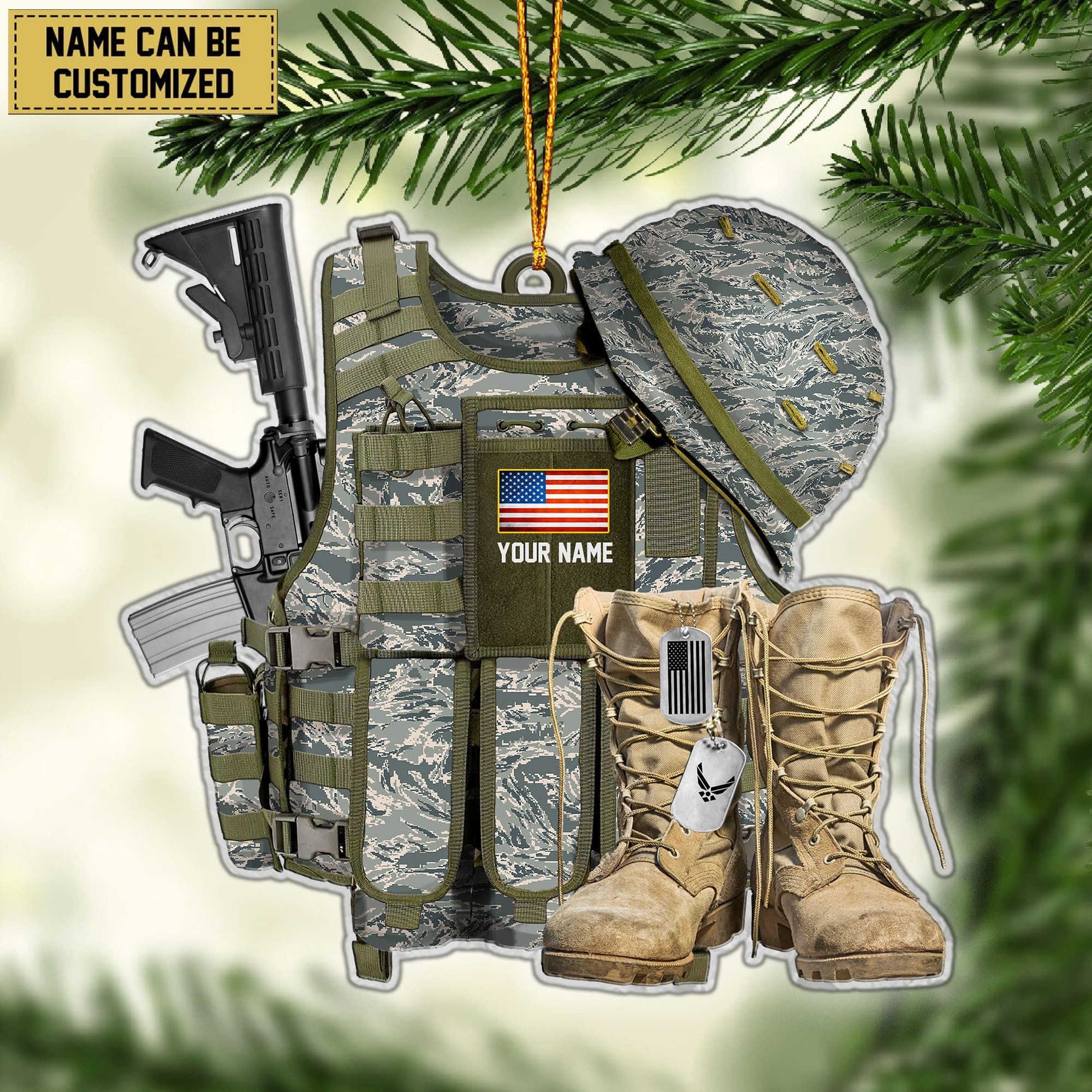 Premium Personalized Military Uniform US Veteran Ornament APVC260901