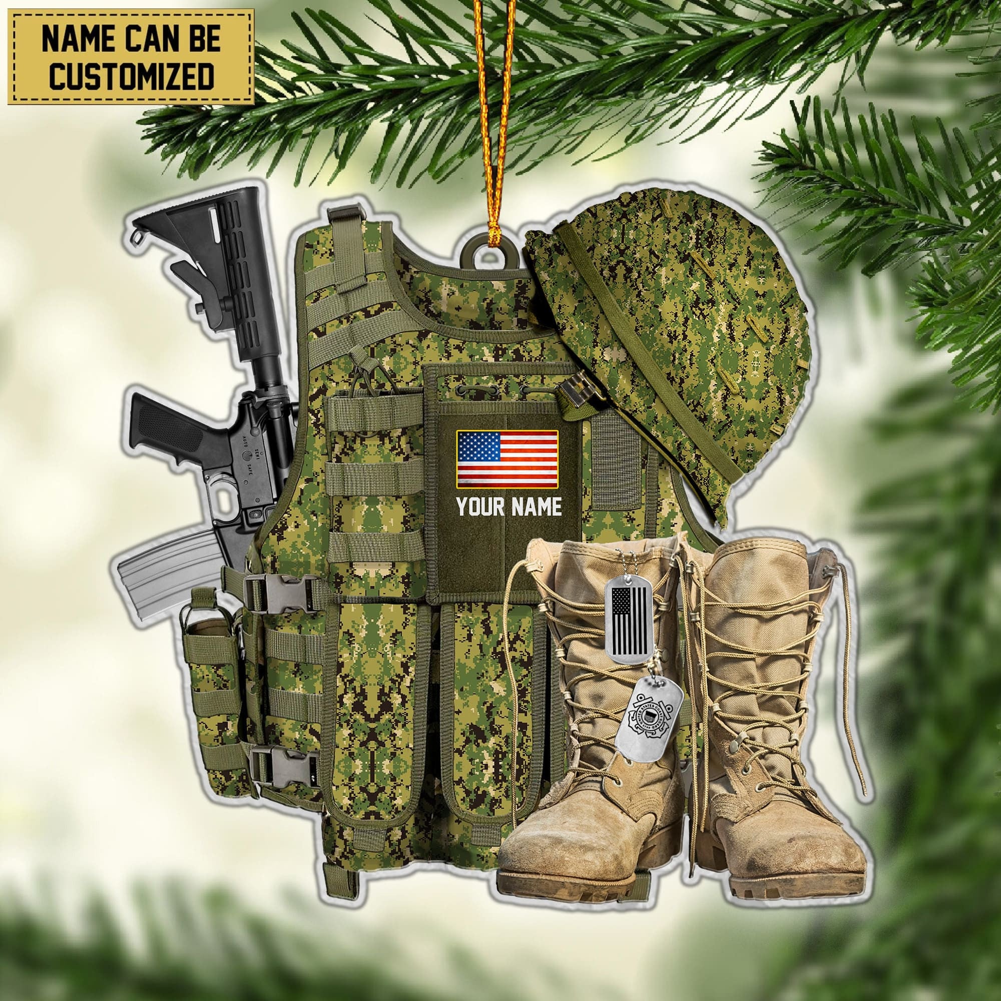 Premium Personalized Military Uniform US Veteran Ornament APVC260901