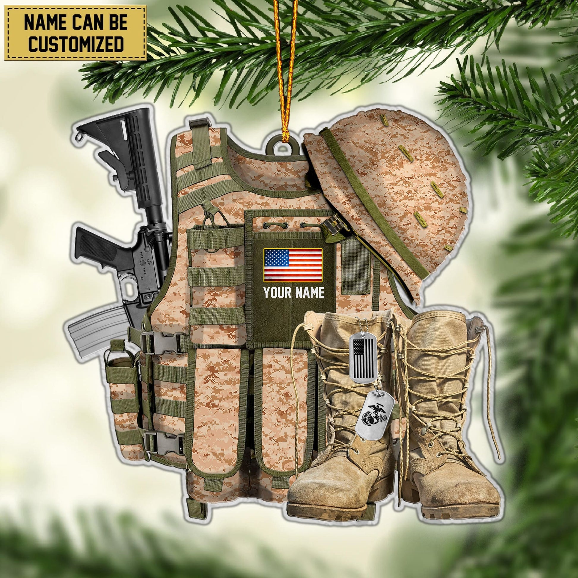 Premium Personalized Military Uniform US Veteran Ornament APVC260901