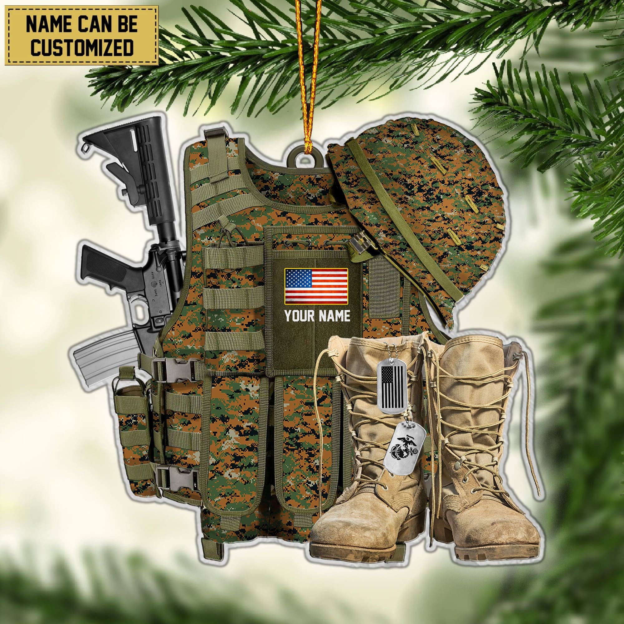 Premium Personalized Military Uniform US Veteran Ornament APVC260901