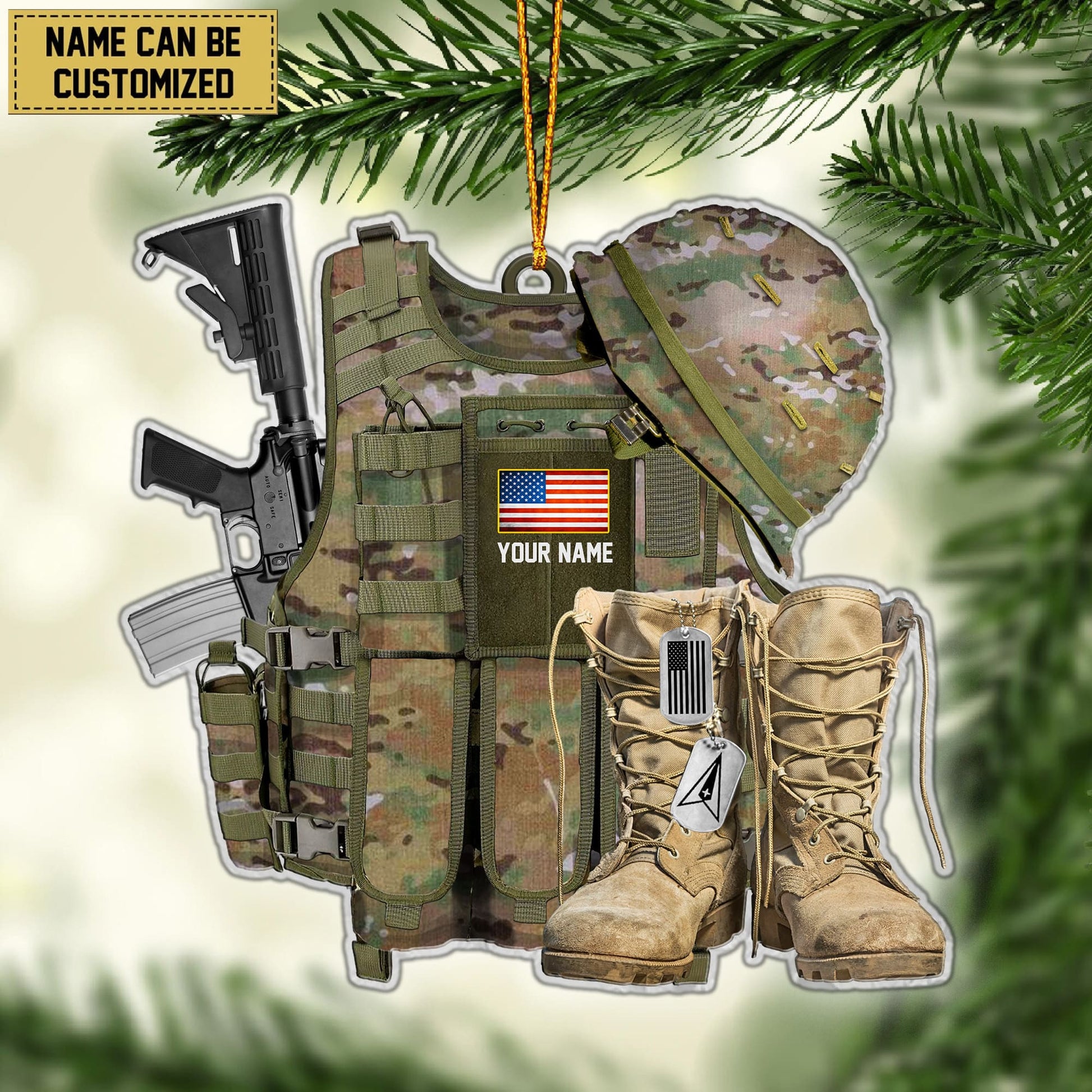 Premium Personalized Military Uniform US Veteran Ornament APVC260901