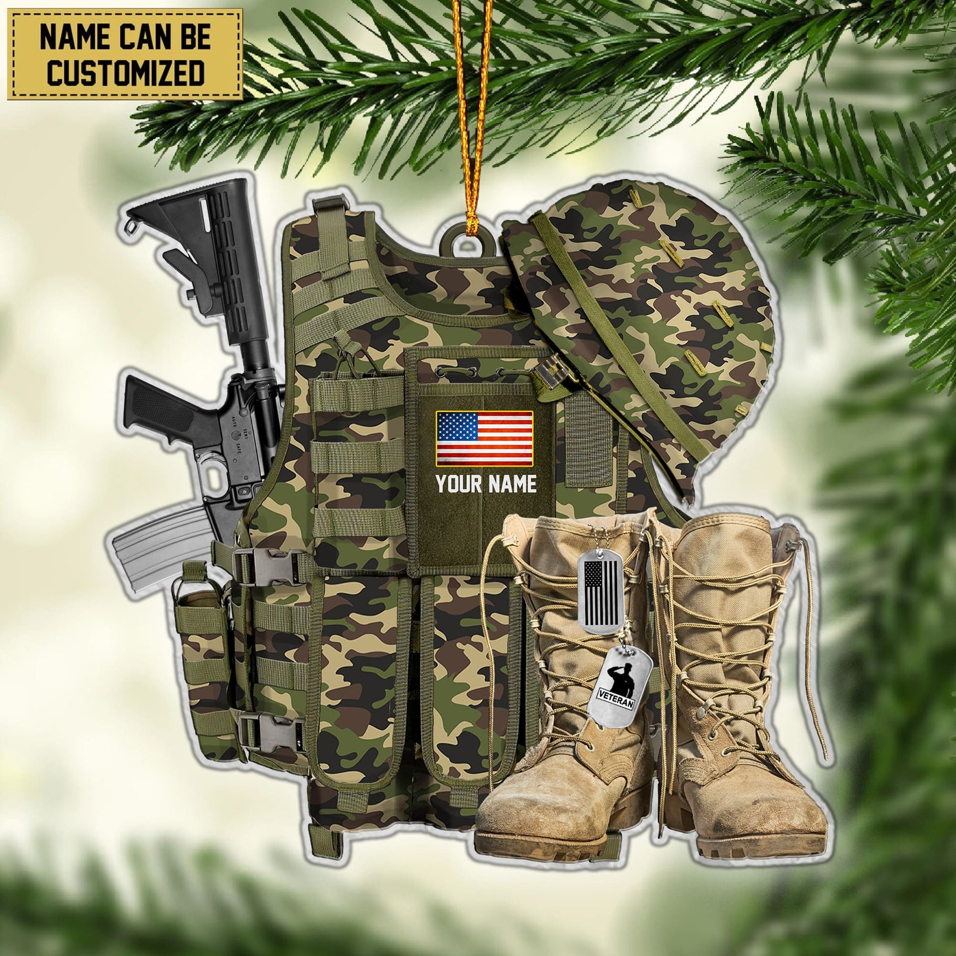Premium Personalized Military Uniform US Veteran Ornament APVC260901