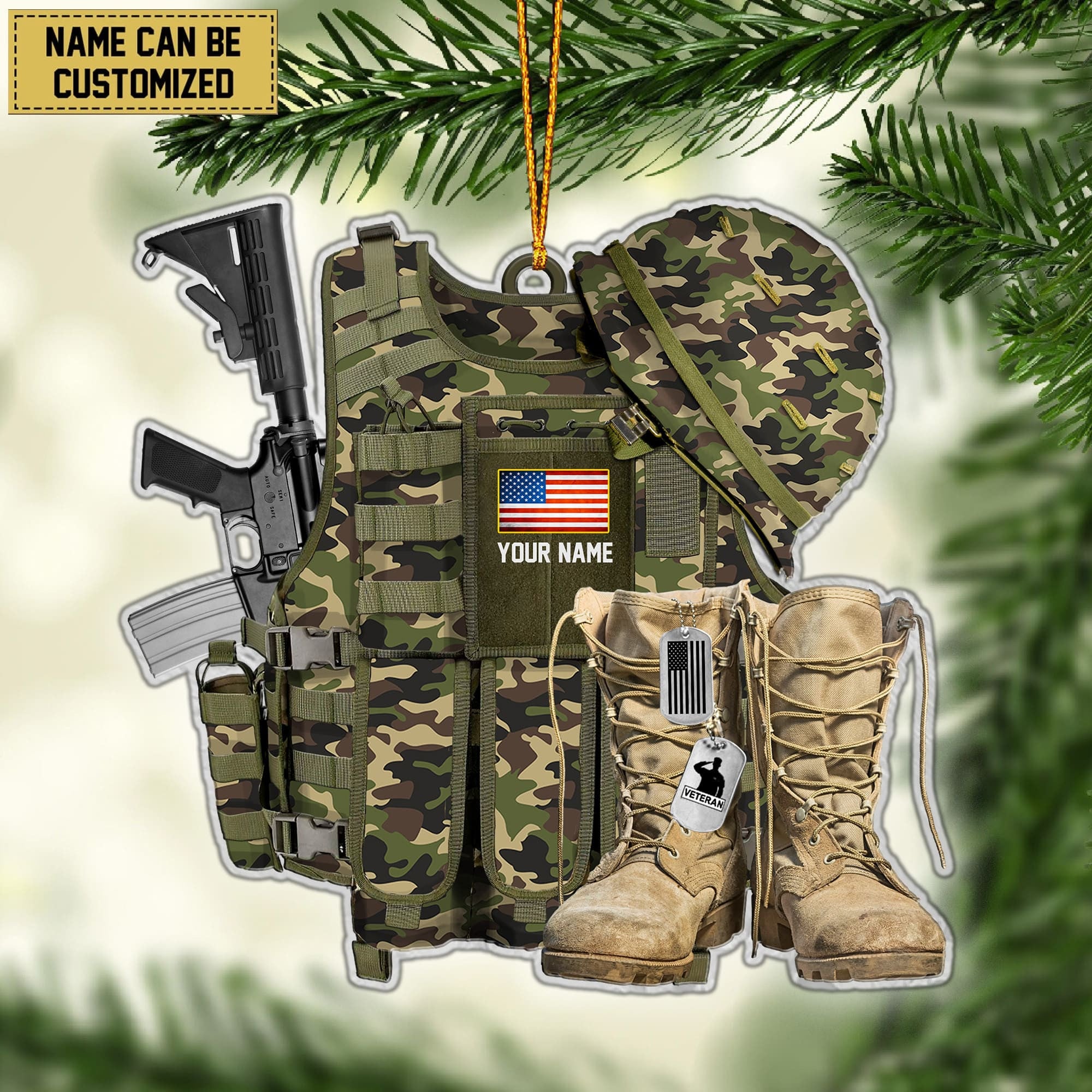 Premium Personalized Military Uniform US Veteran Ornament APVC260901