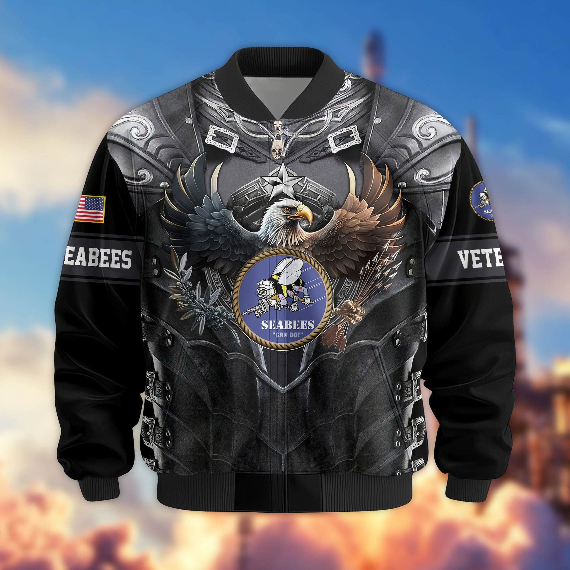 Premium US Veterans Bomber Jacket BPHN140113, Gifts For US Veterans, Gifts On Father's Day, Armed Force Day, Independence Day, Veterans Day.