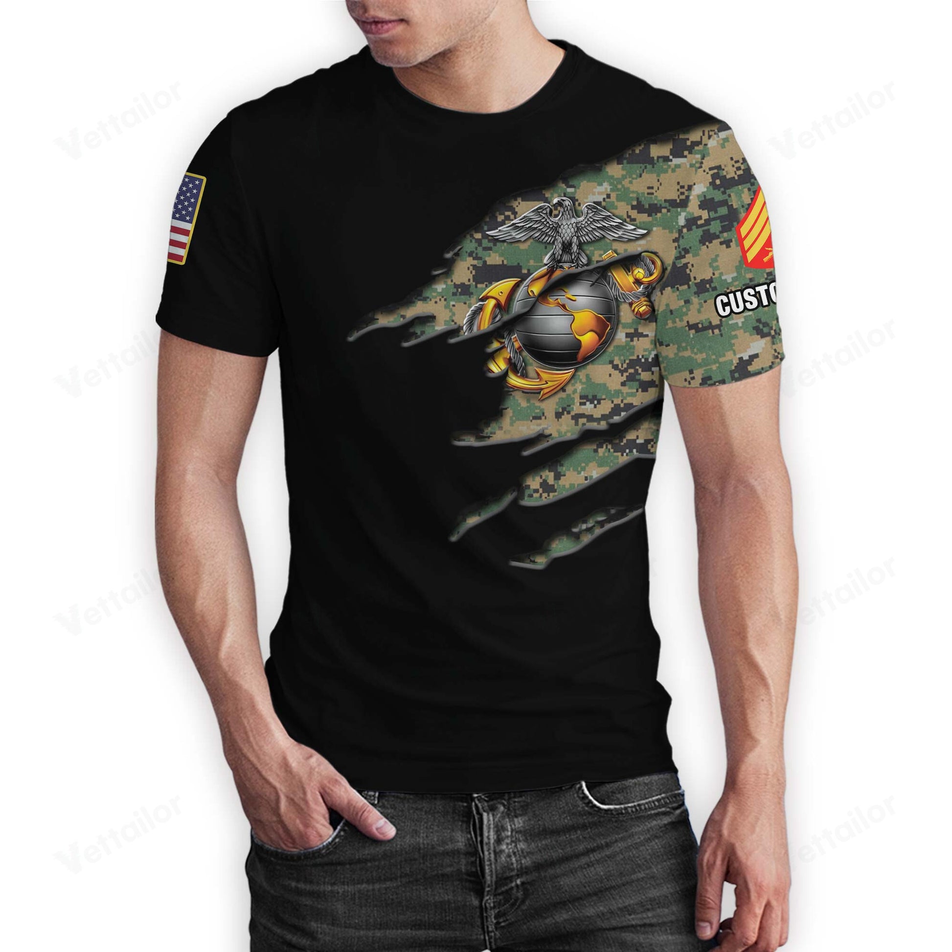 Customized U.S. Marines Camouflage T-Shirt #000531