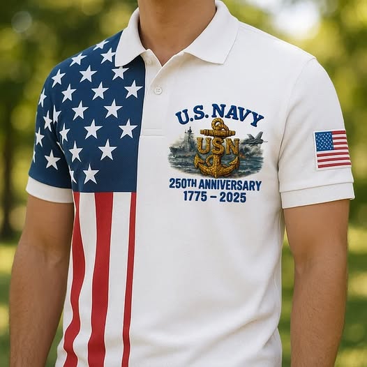 U.S.NAVY 250TH ANNIVERSARY Print Casual POLO Shirt