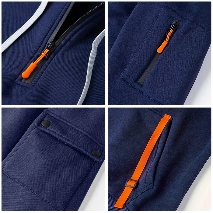 LESS THAN 1% NAVY SHIP QUARTER ZIP HOODIE