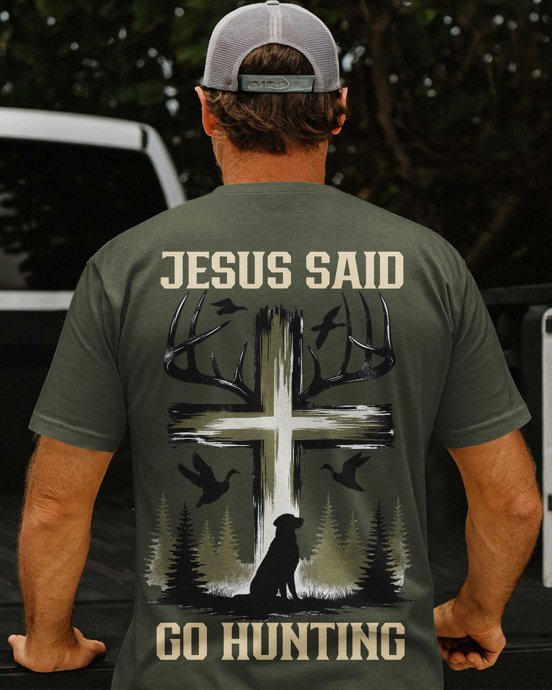 Jesus Said Go Hunting All Over Print T-Shirt