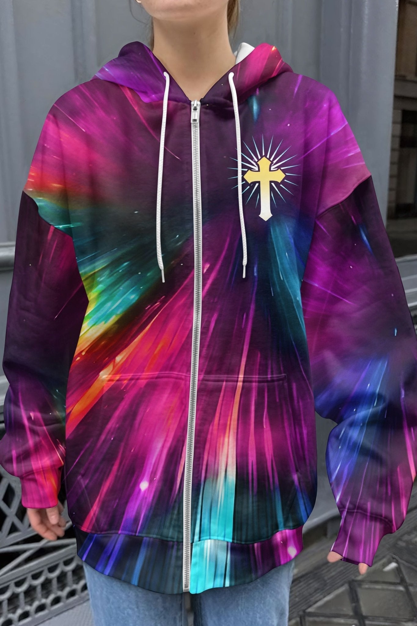 For God So Loved The World All Over Print Zip Hoodie