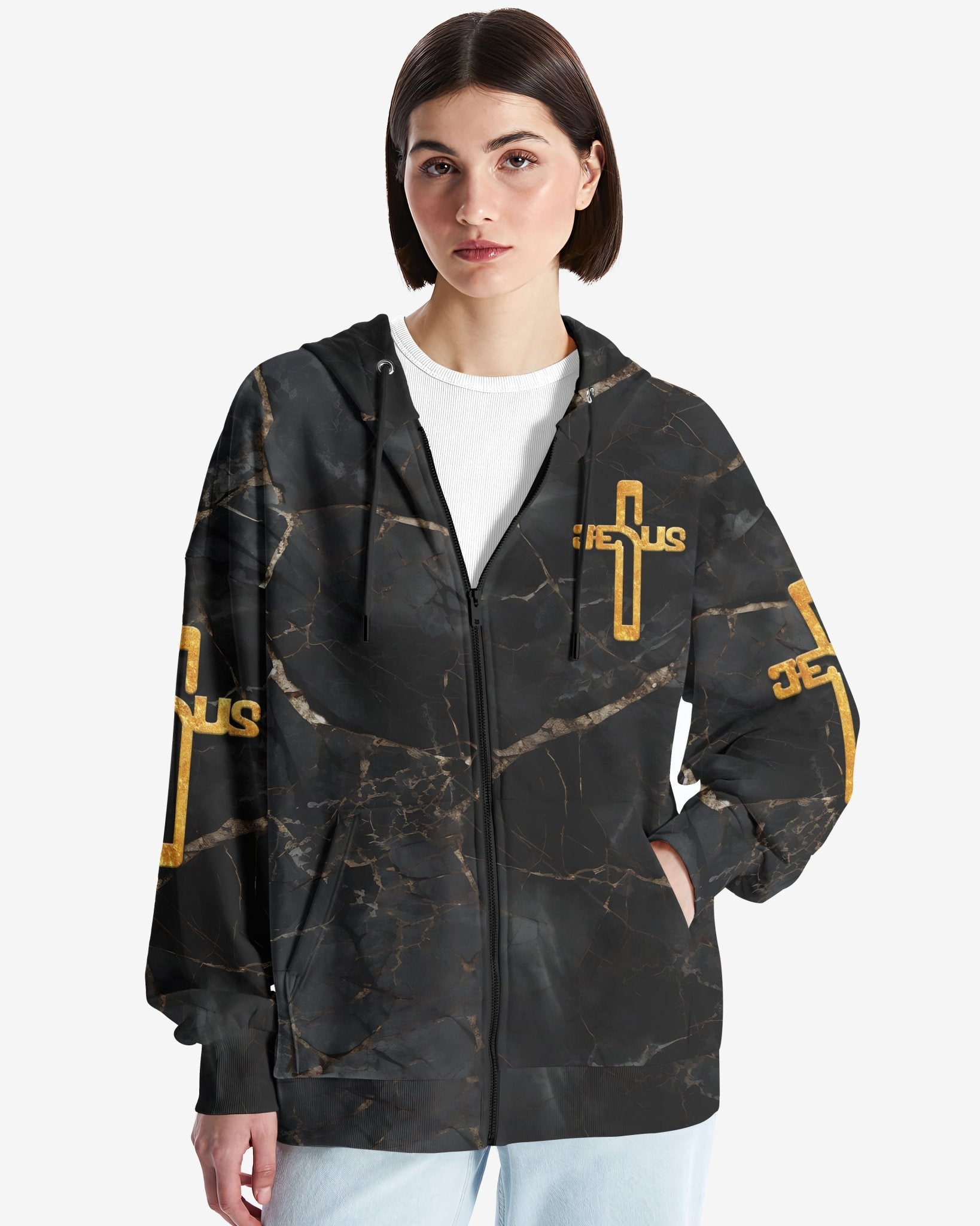 Death Could Not Hold Him All Over Print Zip Hoodie