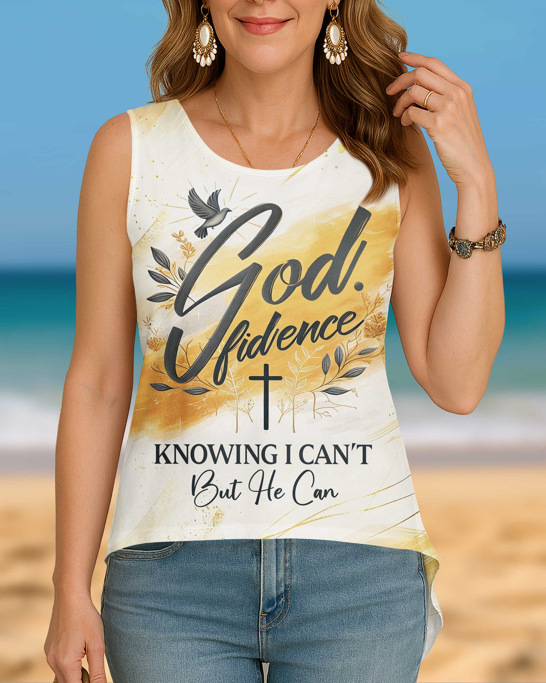 GodFidence All Over Print Crop Out Wrap Back Tank Top