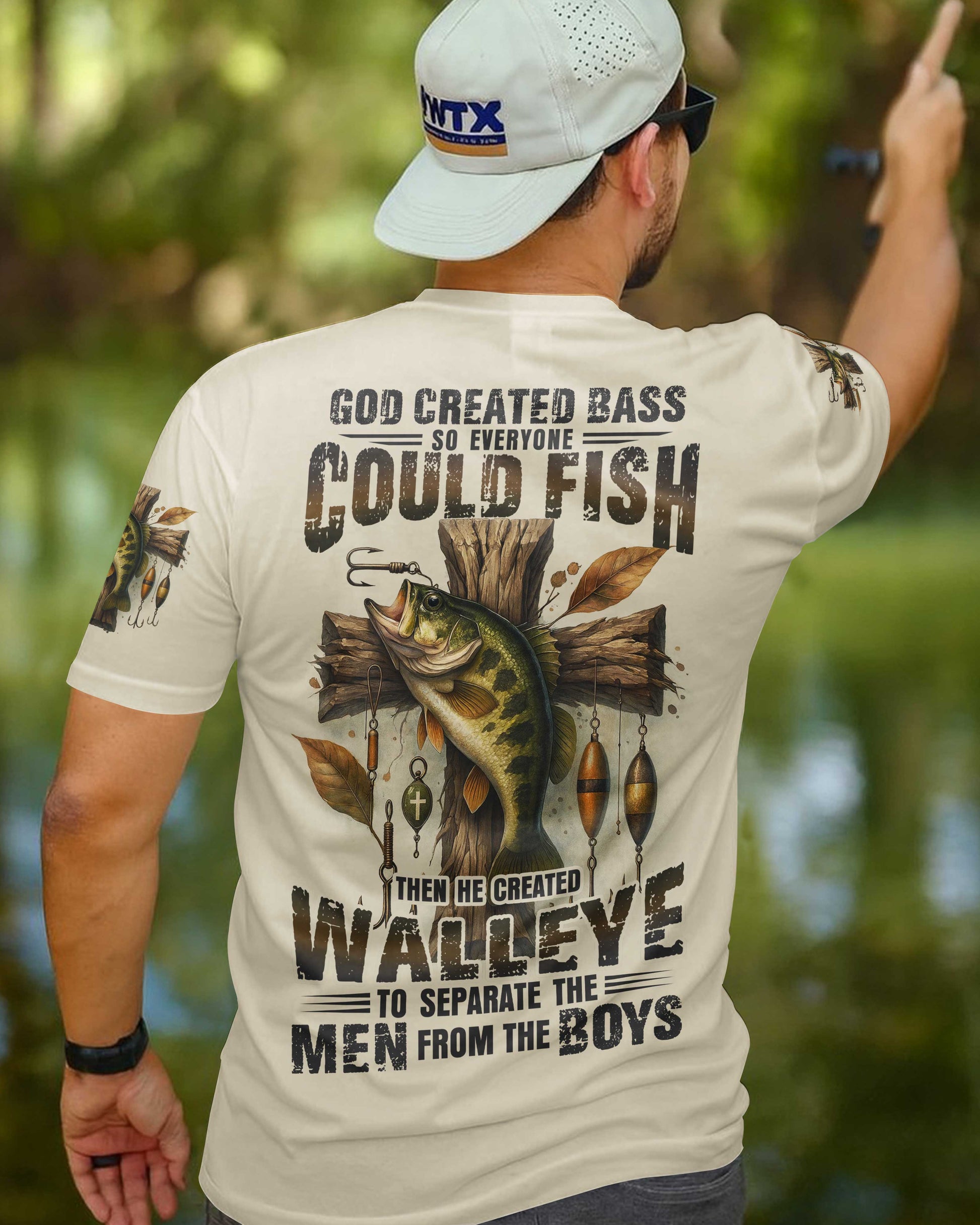 God Created Bass So Everyone Could Fish Then He Created Walleye To Separate The Men From The Boys All Over Print T-Shirt