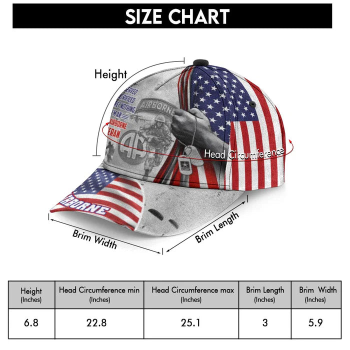 SERVED SACRIFICED REGRET NOTHING AIRBORNE CLASSIC CAP
