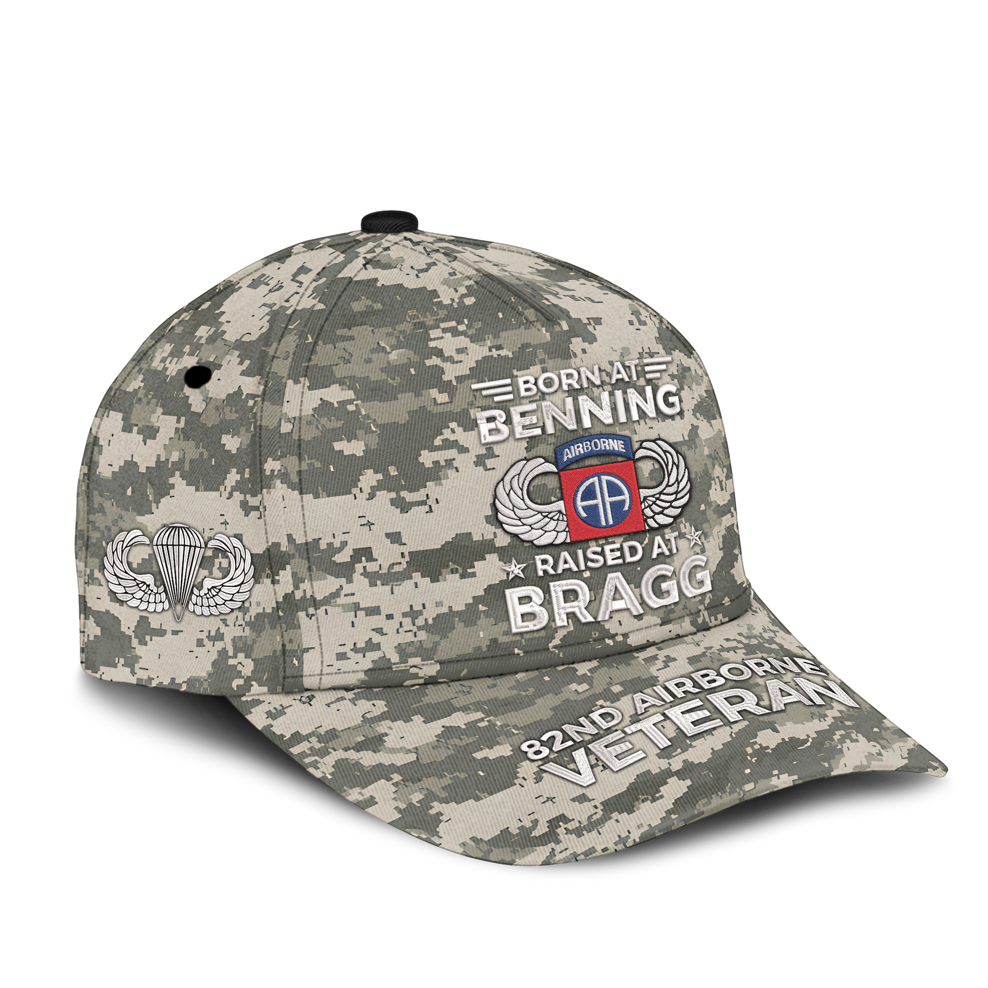 Born At Benning Raised At Bragg Embroidered & Printed Cap